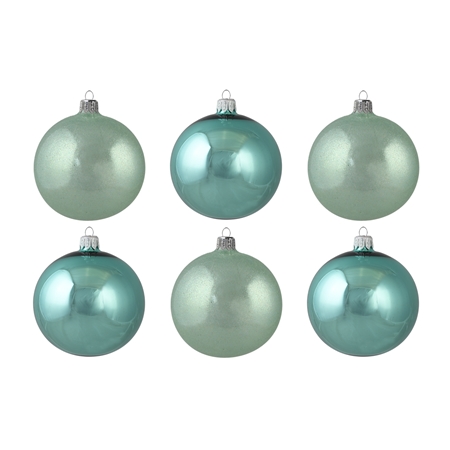 Set of mint coloured christmas balls