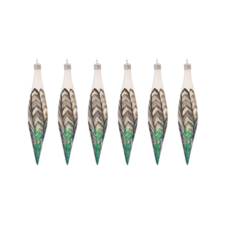 Set of white rockets with peacock décor