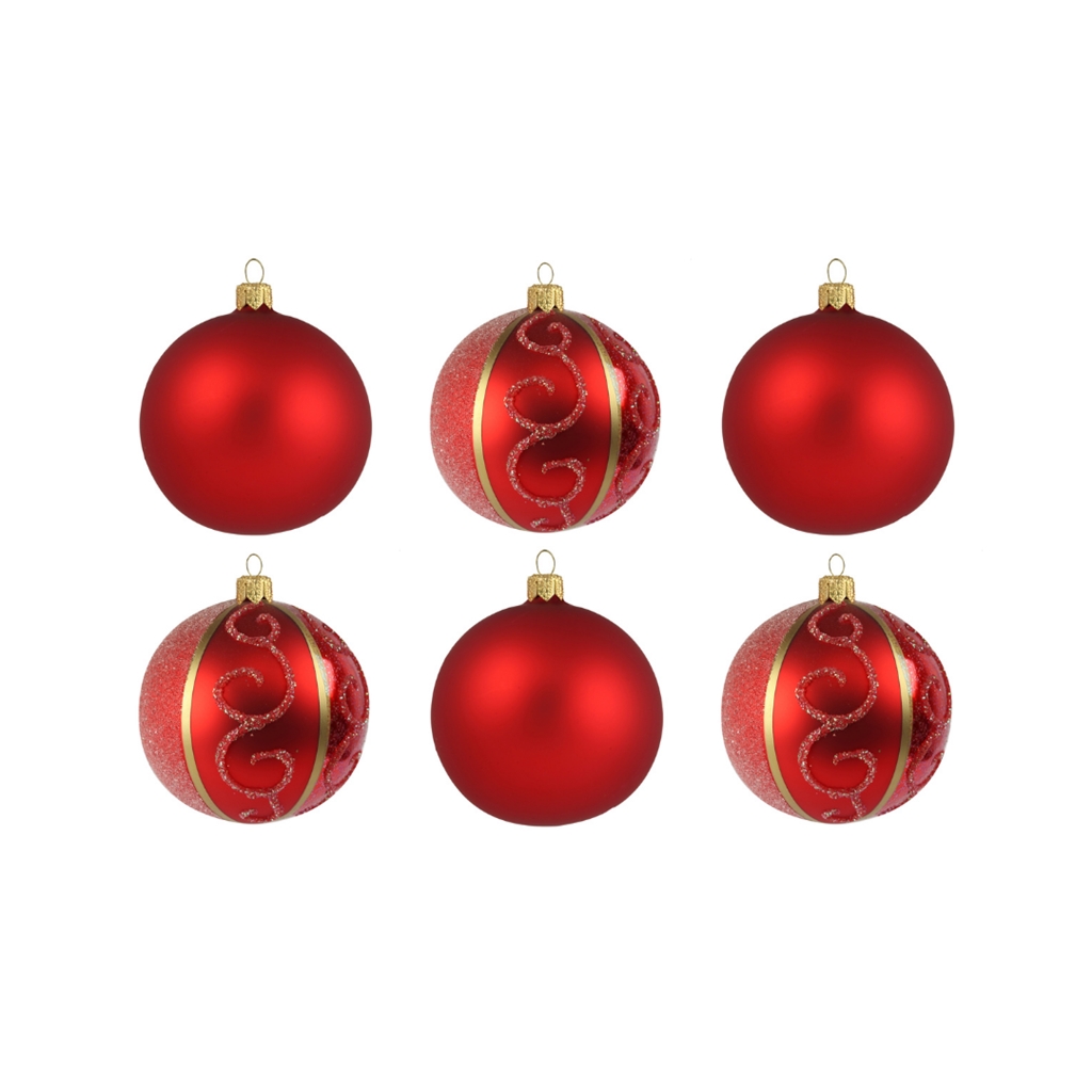 Set of red ornaments with gold décor