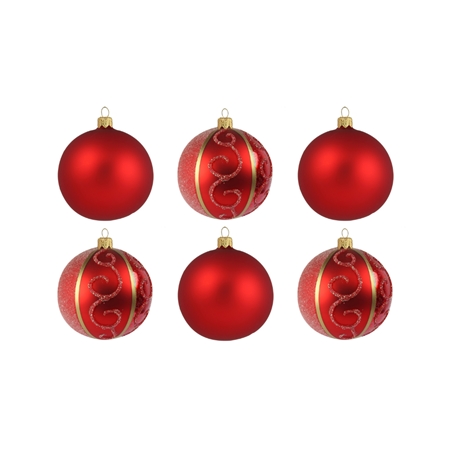 Set of red ornaments with gold décor