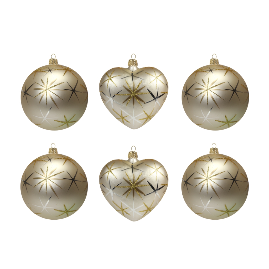 Set of cream ornaments with stars