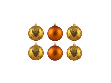 Set of gold ornaments with glittering décor
