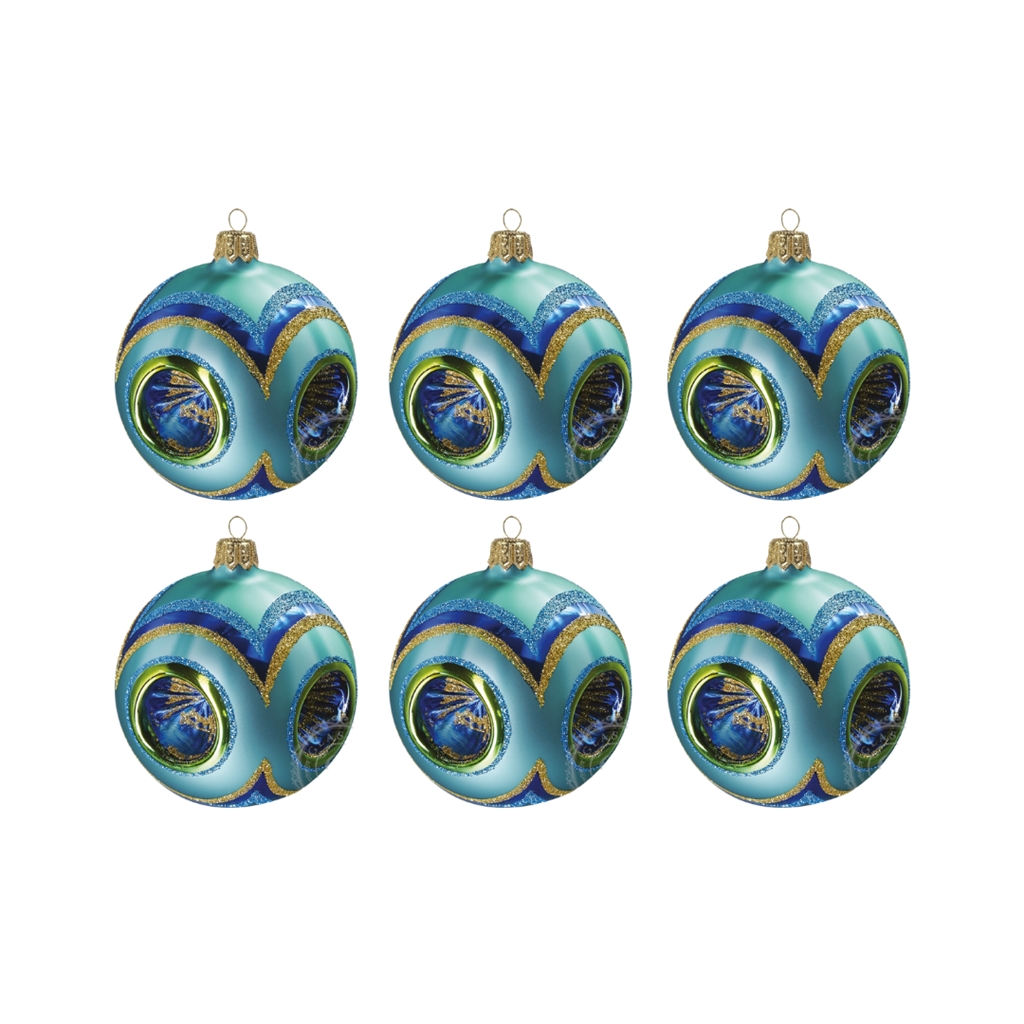 Set of turquoise ornaments with reflectors
