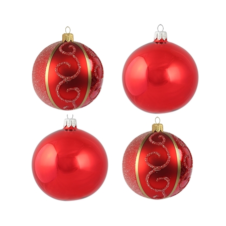 Set of red ornaments with décor