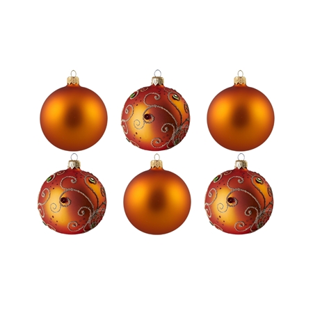 Set of orange matte christmas balls