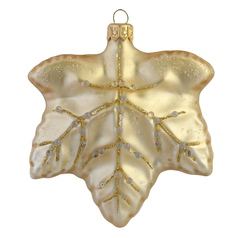 Glass maple leaf golden