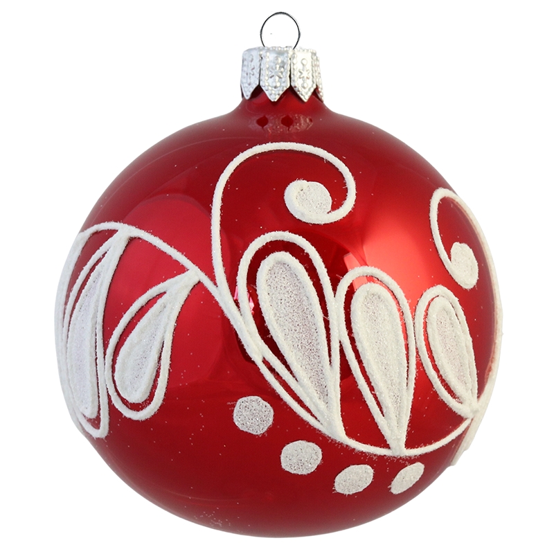 Red bauble with white décor