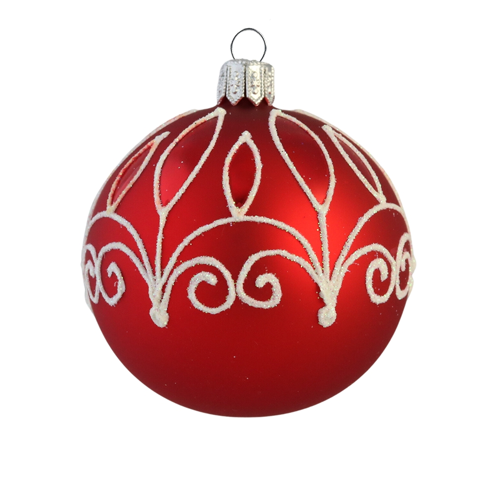 Christmas bauble red with white curtain