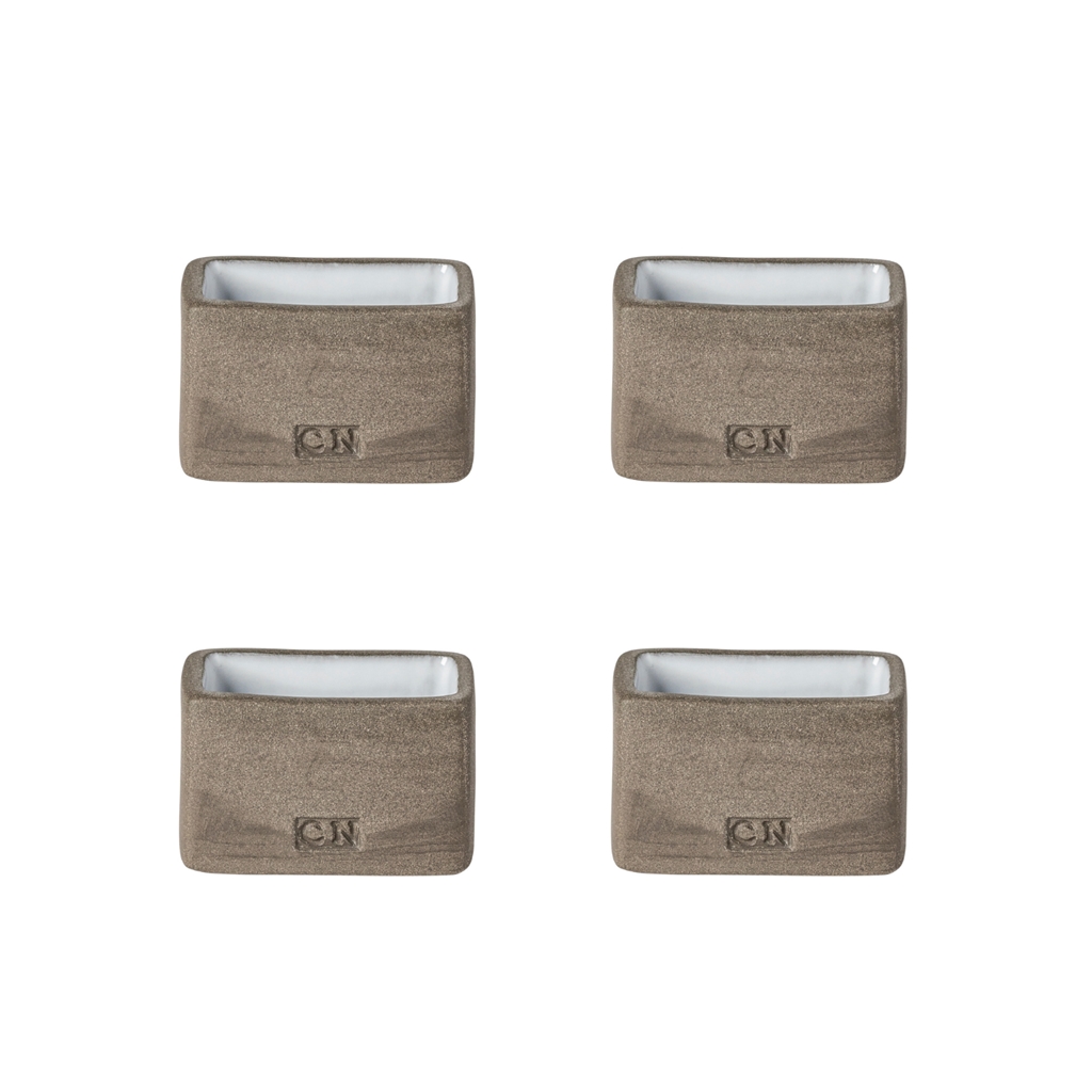 Set of 4 grey ceramic napkin rings