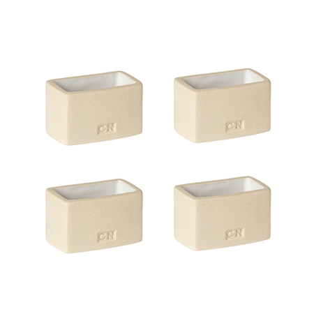 Set of 4 ceramic cream napkin rings