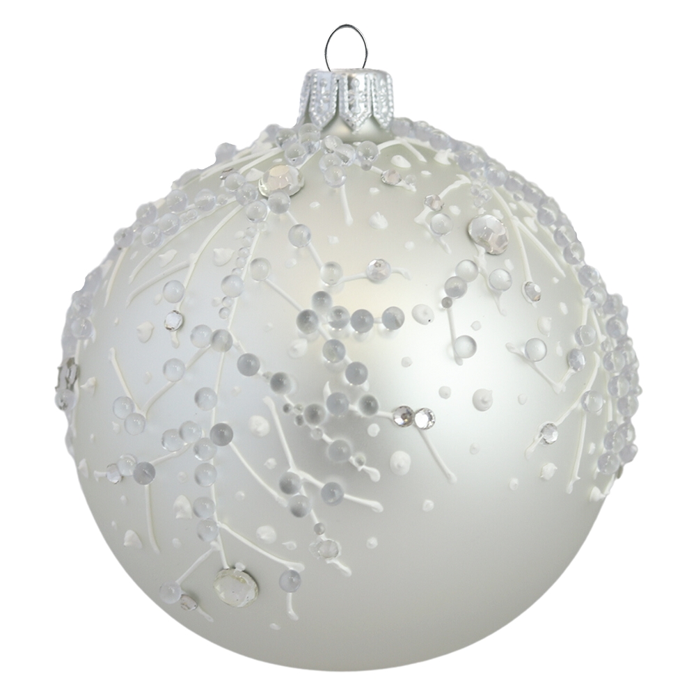 Silver matte christmas ball with frosty décor