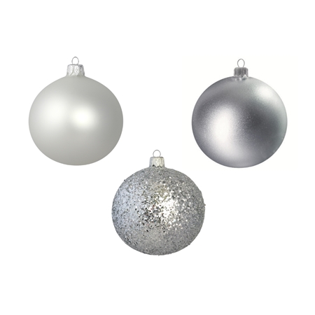 Set of three ornaments in silver