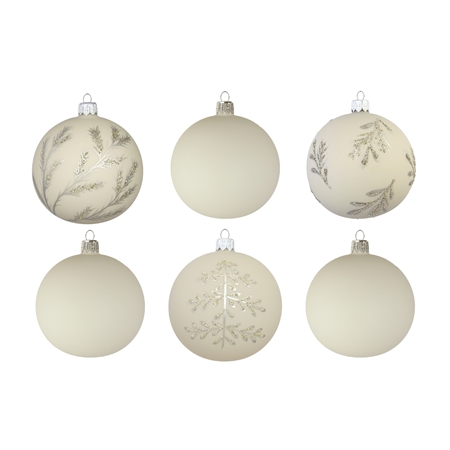 Set of glass ornaments Let it slow in beige
