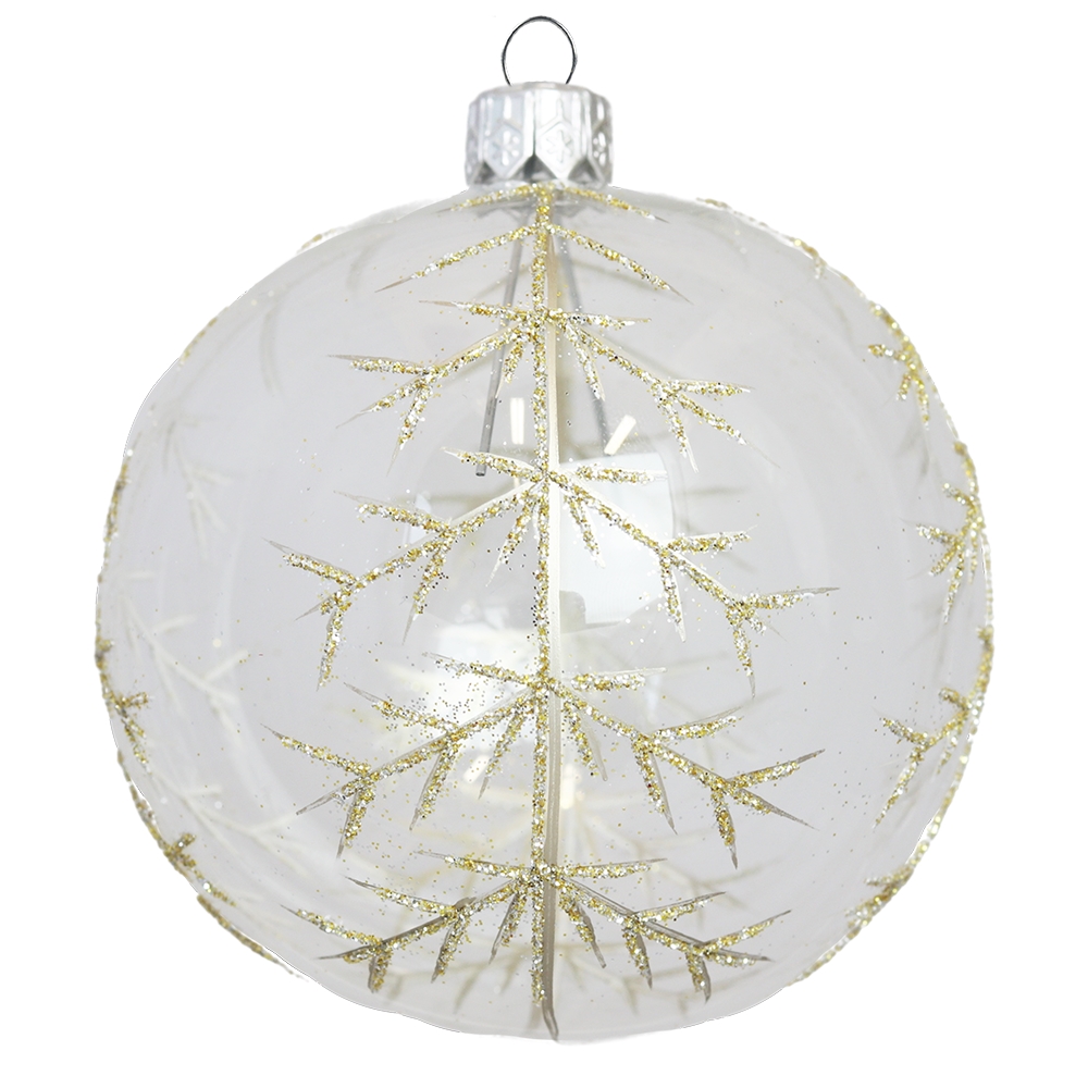 Clear glass bauble with platinum branches