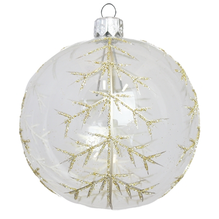 Clear glass bauble with platinum branch design