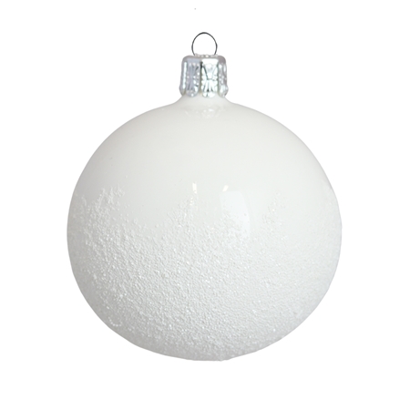 Christmas ball in white porcelain with bottom sprinkling