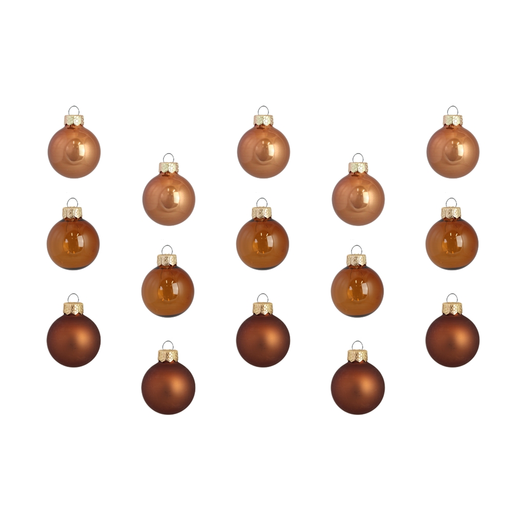 Set of christmas decorations mix of brown colours