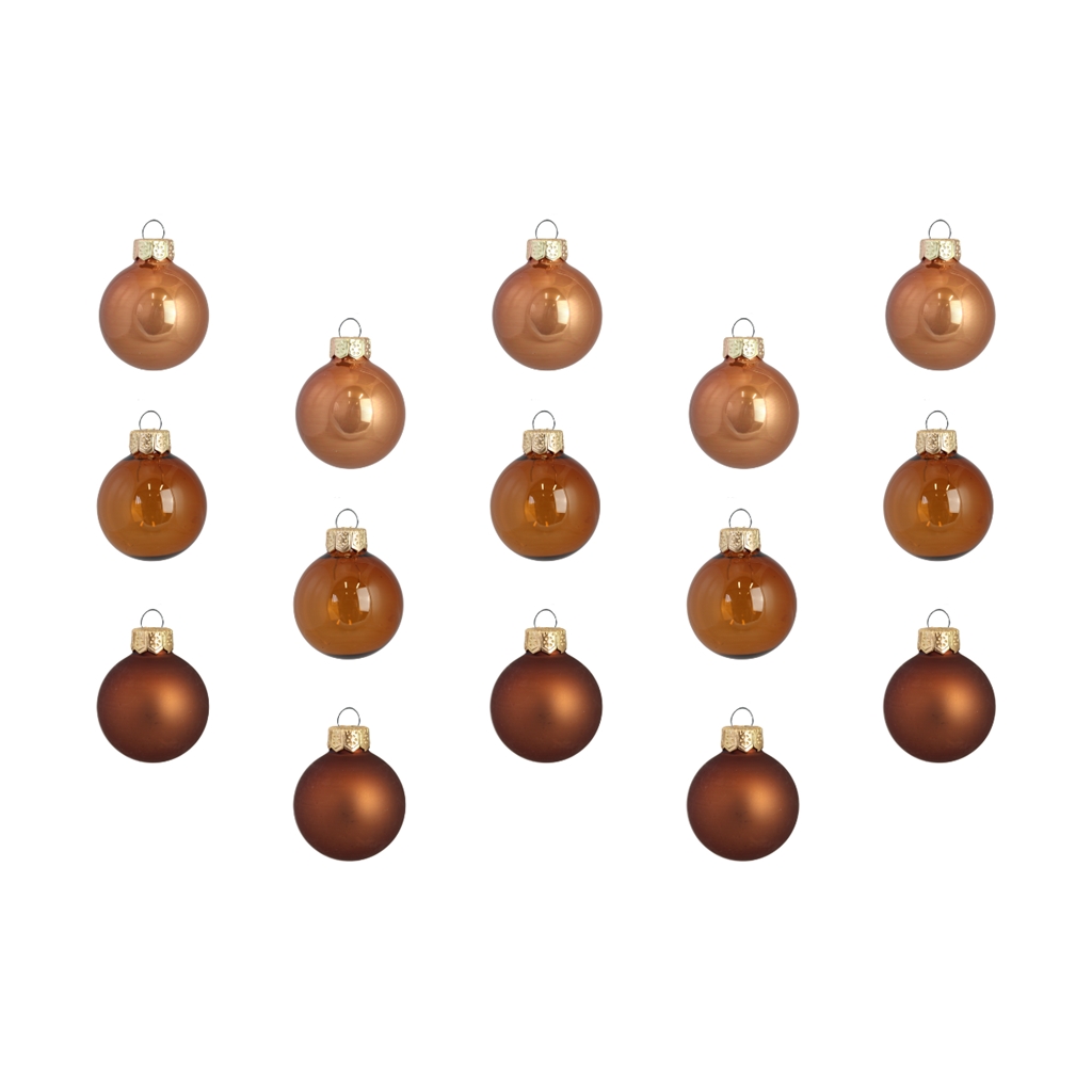 Set of christmas decorations mix of brown colours