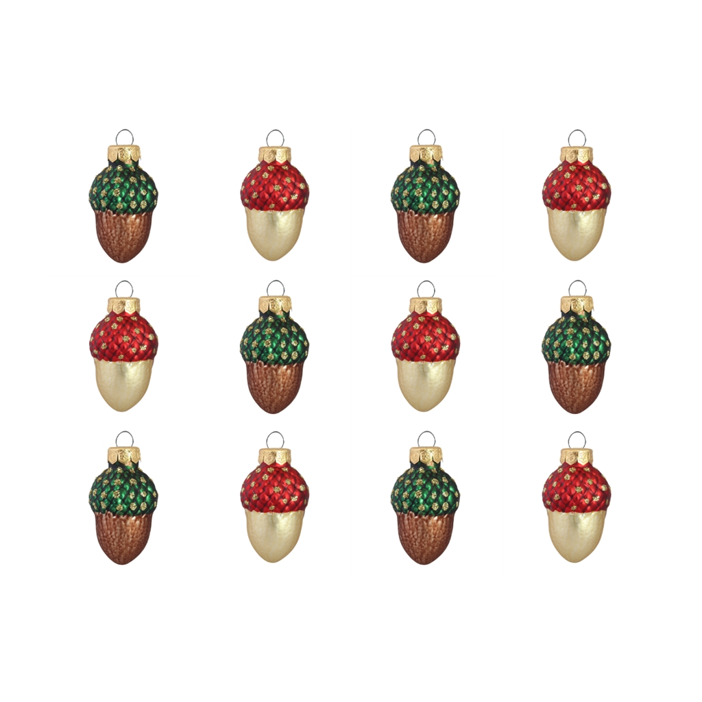 Set of glass mini acorns