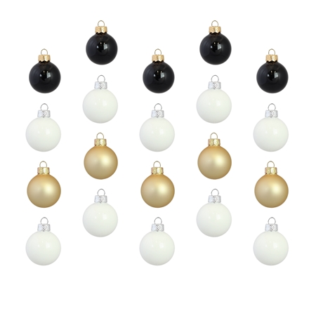 Set of christmas decorations in white, gold and black