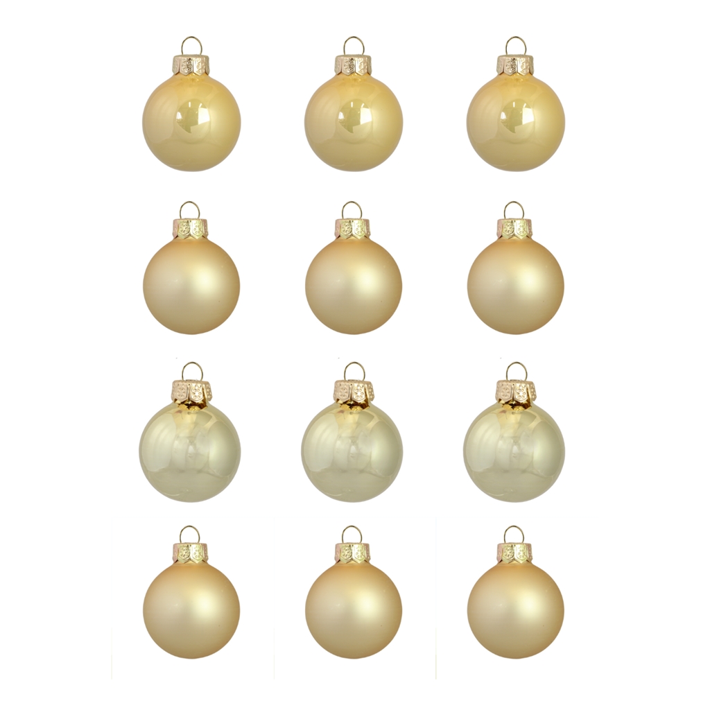 Set of christmas decorations in glossy and matte gold colour