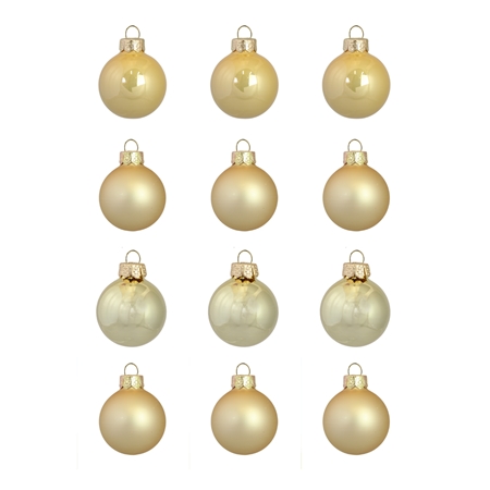 Set of christmas decorations in glossy and matte gold colour
