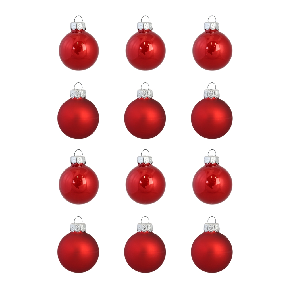 Set of christmas decorations in glossy and matte red