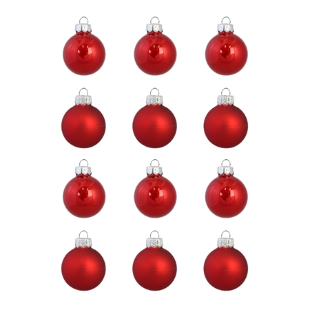 Set of christmas decorations in glossy and matte red