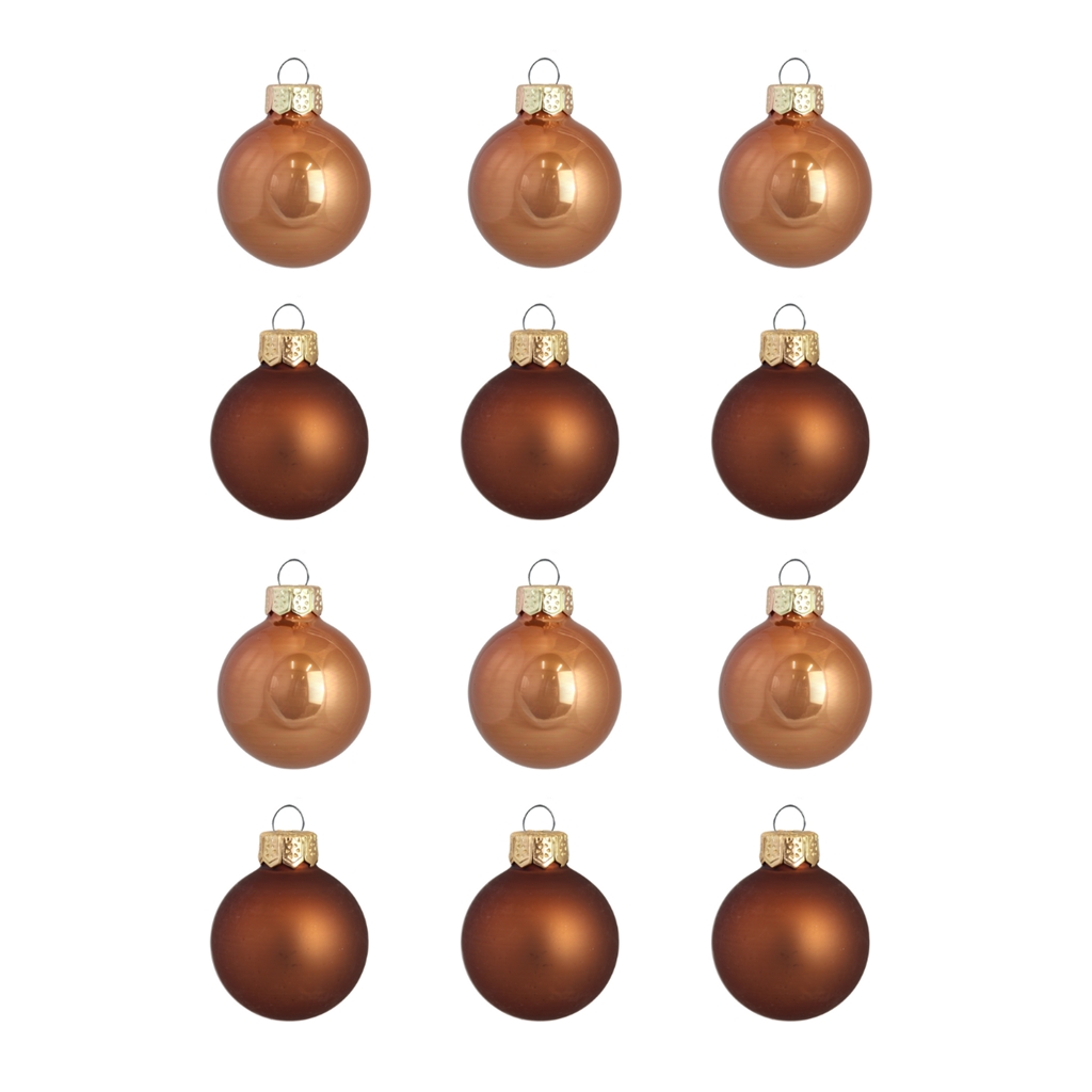 Set of christmas decorations in glossy and matte brown