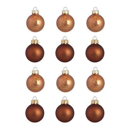 Set of christmas decorations in glossy and matte brown