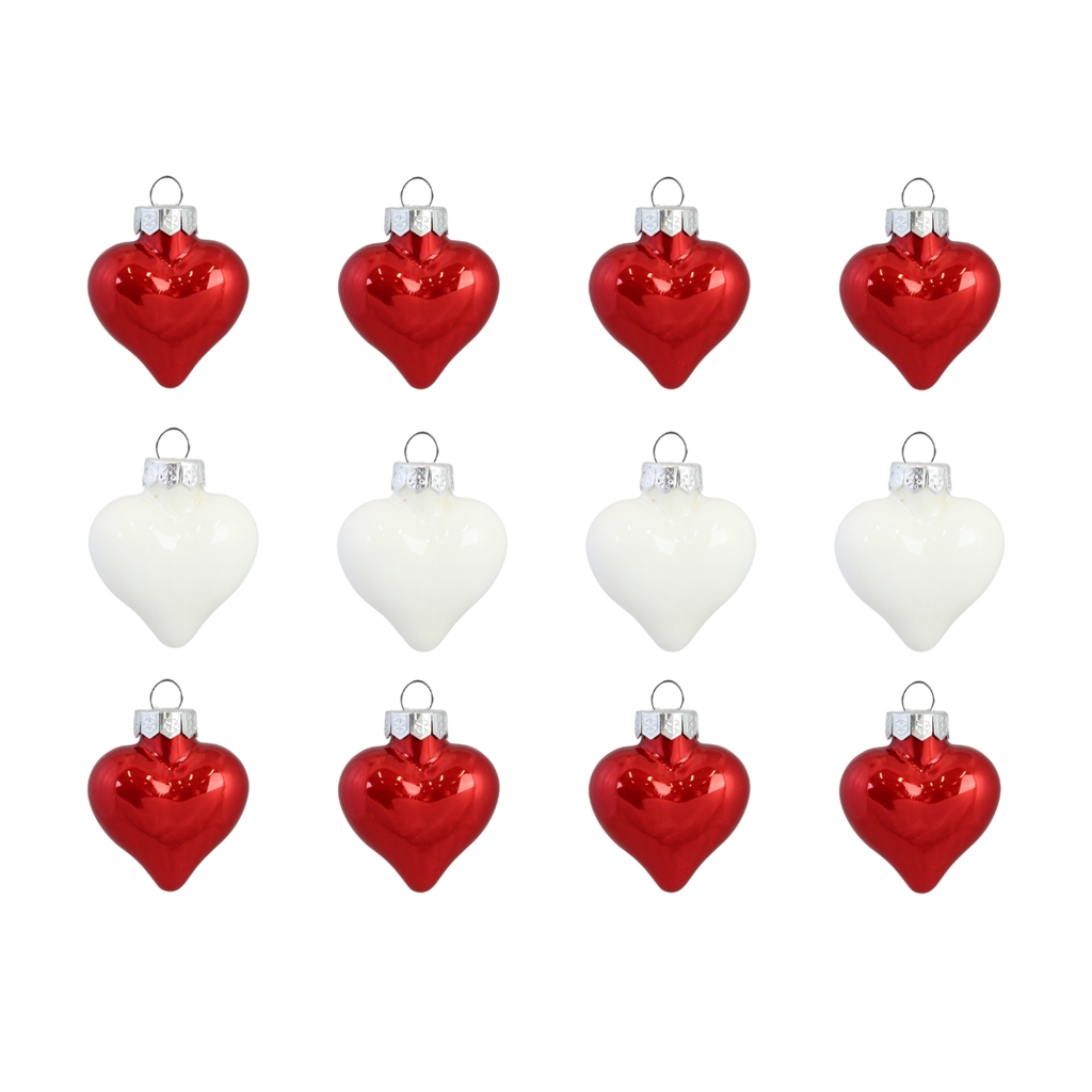 Set of red and white hearts