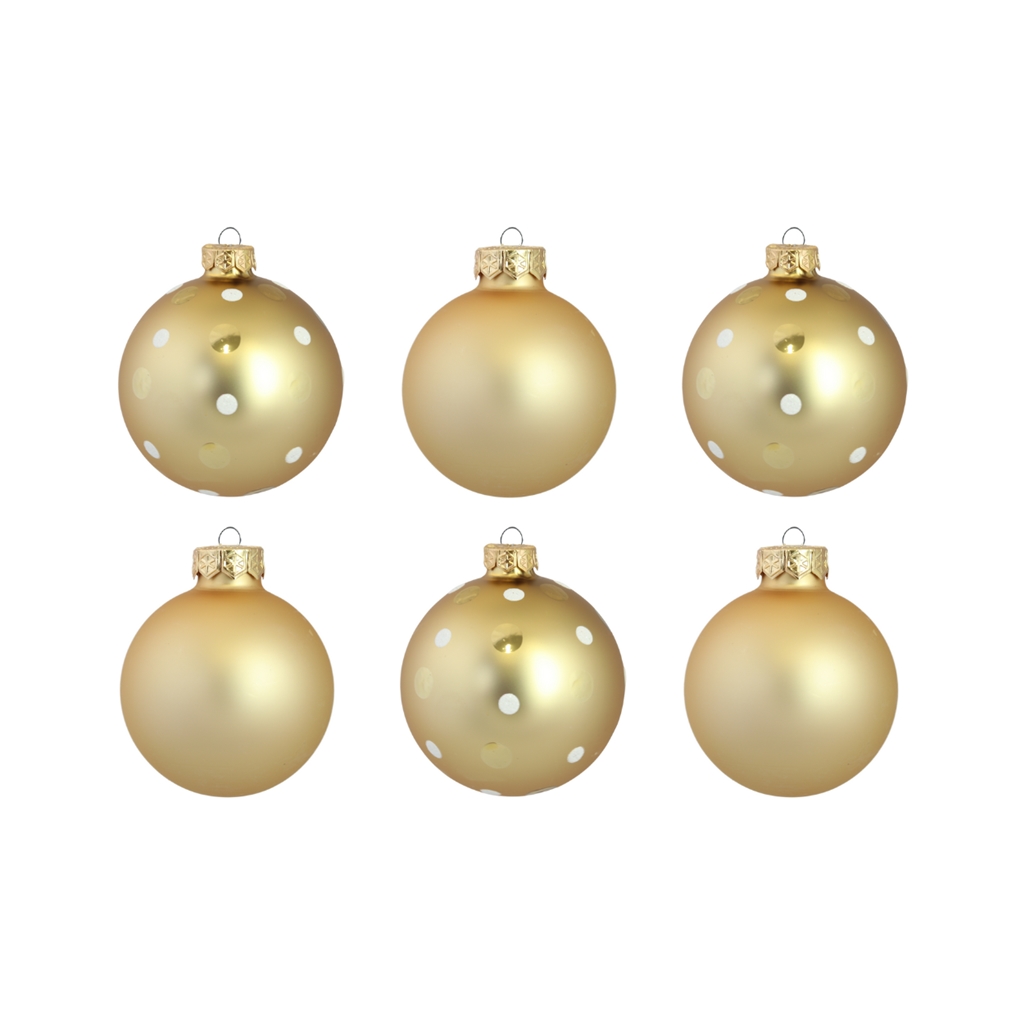 Set of gold ornaments with delicate dot décor