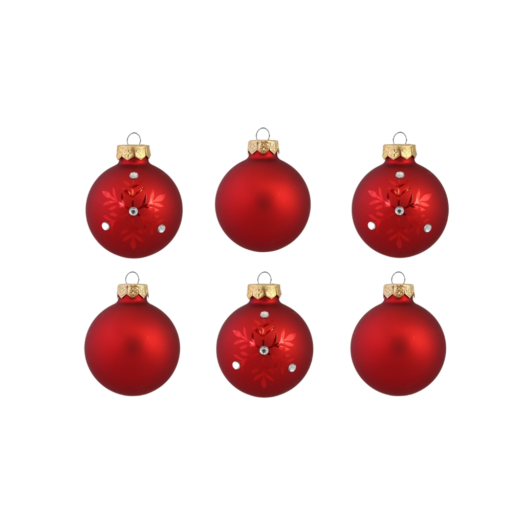 Set of decorations in red with snowflake décor