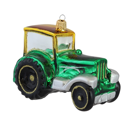 Green tractor Christmas ornament