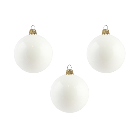 Set of three ornaments in porcelain white
