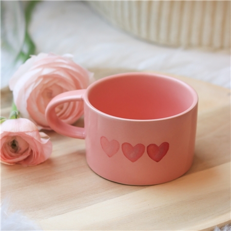 Mug with hearts in pink Decor by Glassor