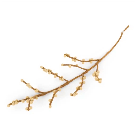 Felt twig of pale yellow holly
