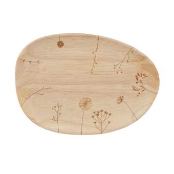 Wooden plate decorated with flowers