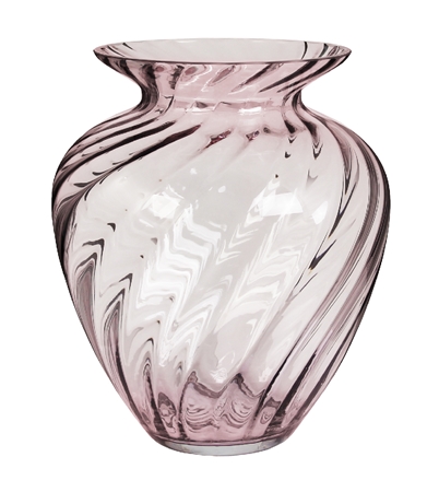 Twisted glass vase in pink