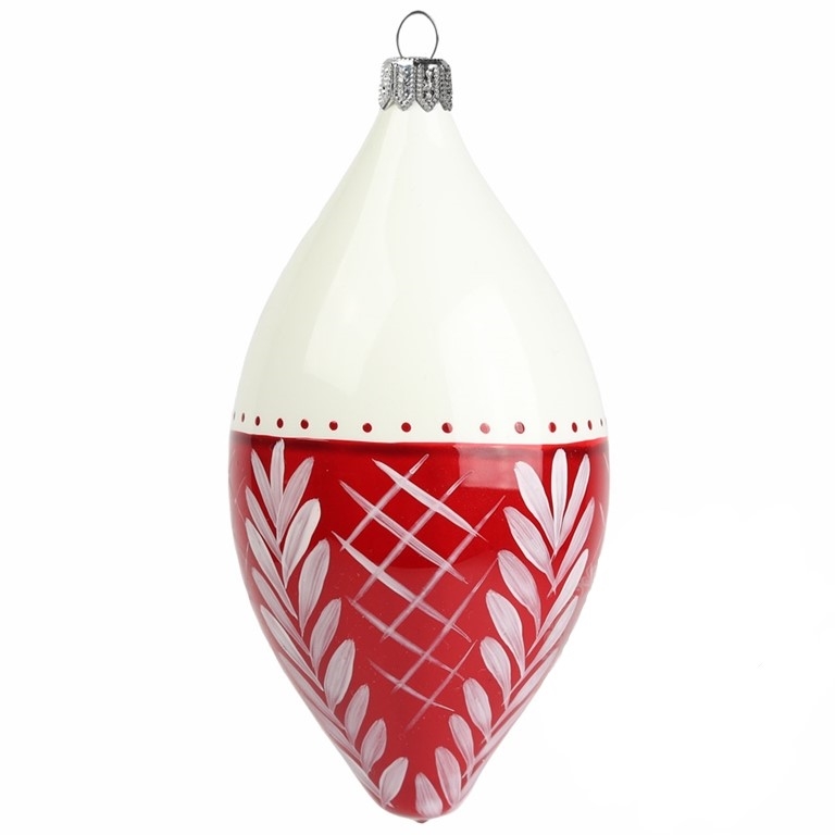 Glass Easter Egg white with red decor