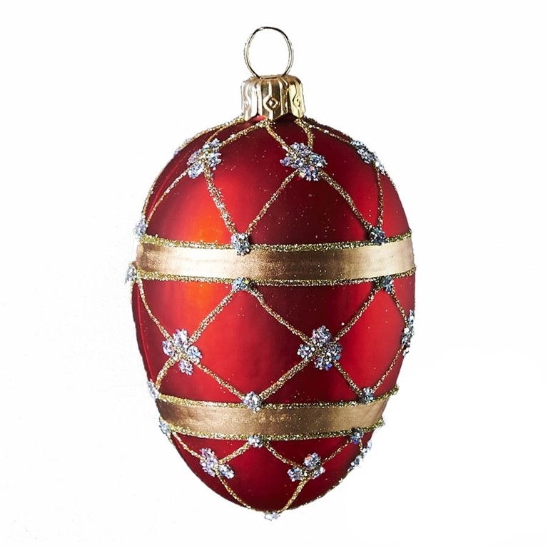 Red glass Easter egg with gold/bead décor
