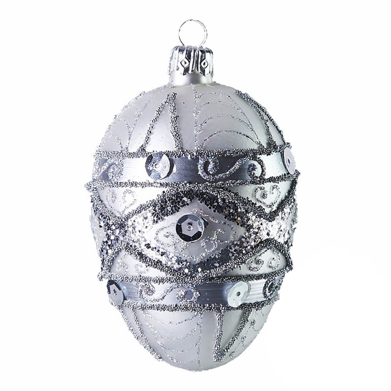 Silver Easter egg with décor matt finish
