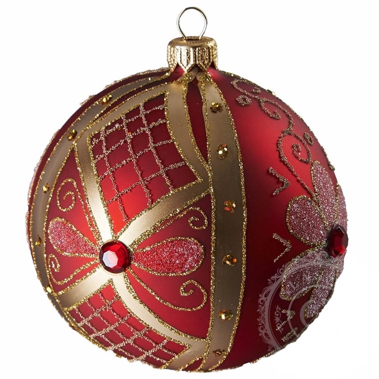 Red Christmas bauble with blossom décor