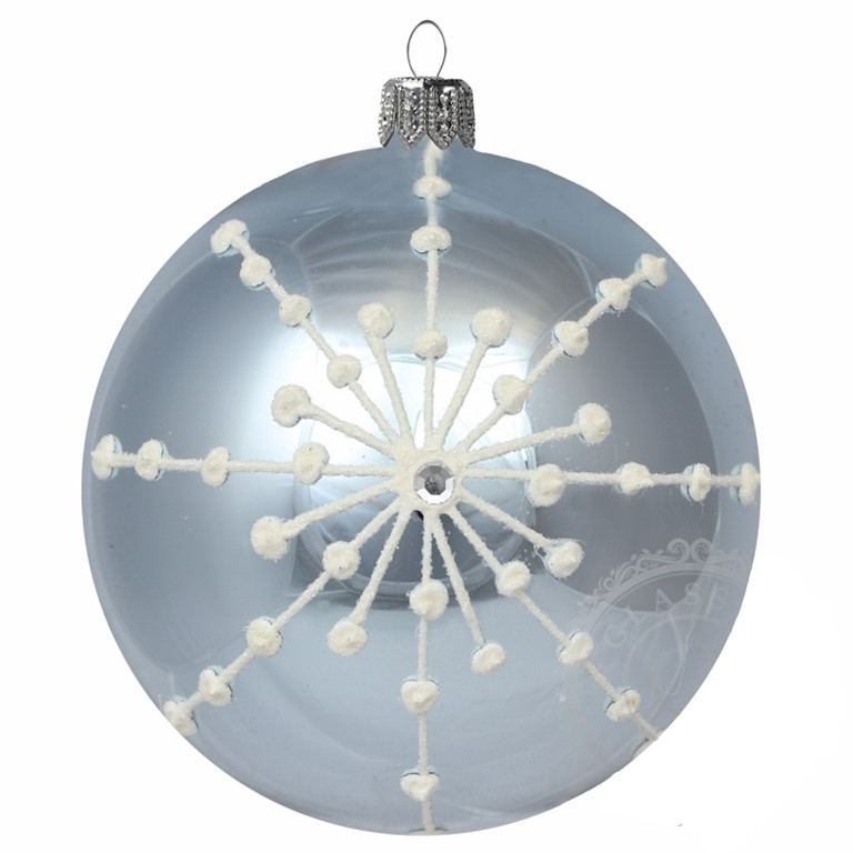 Blue ball ornament with white flake
