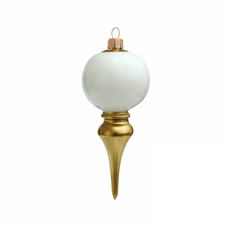 Christmas free-blown shape, white with gold décor