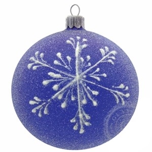 Blue glass Christmas ball with snowflake 
