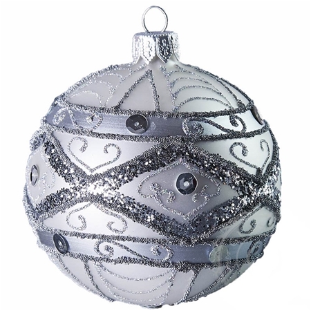 Silver Christmas ball with décor
