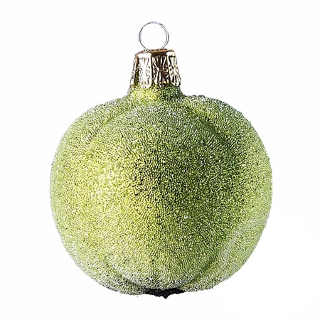 Green glass apple Christmas ornament