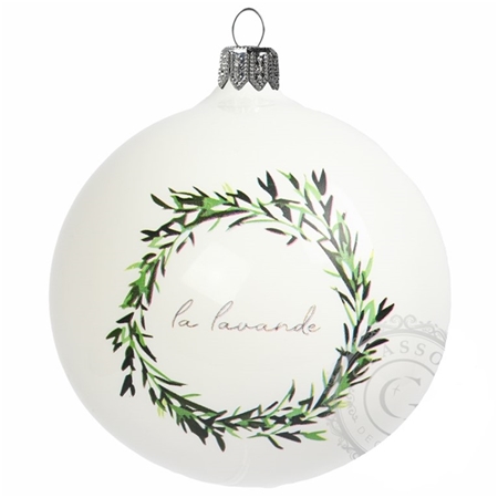 Glass bauble with lavender wreath