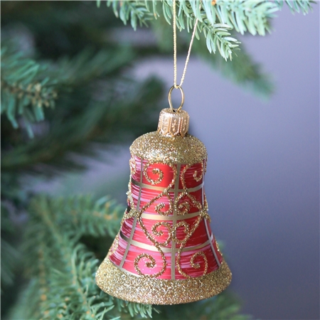 Ruby bell with gold lattice